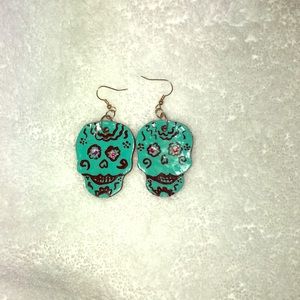 Turquoise Skull Earrings